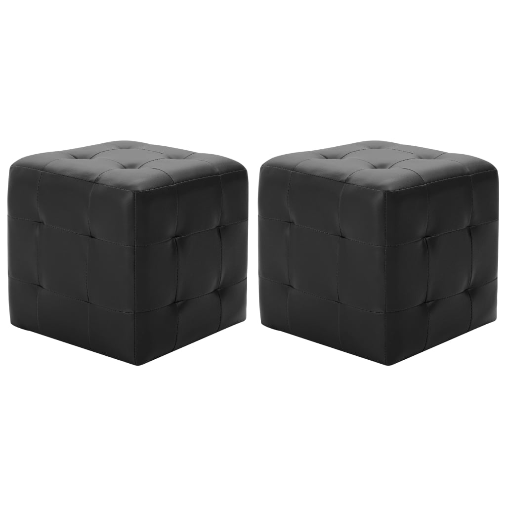 foto del prodotto pouf 2 pz nero 30x30x30 cm in similpelle cod mxl 95335