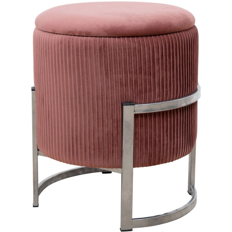 foto del prodotto pouf a scomparto rotonda in velluto akord anta colore rose