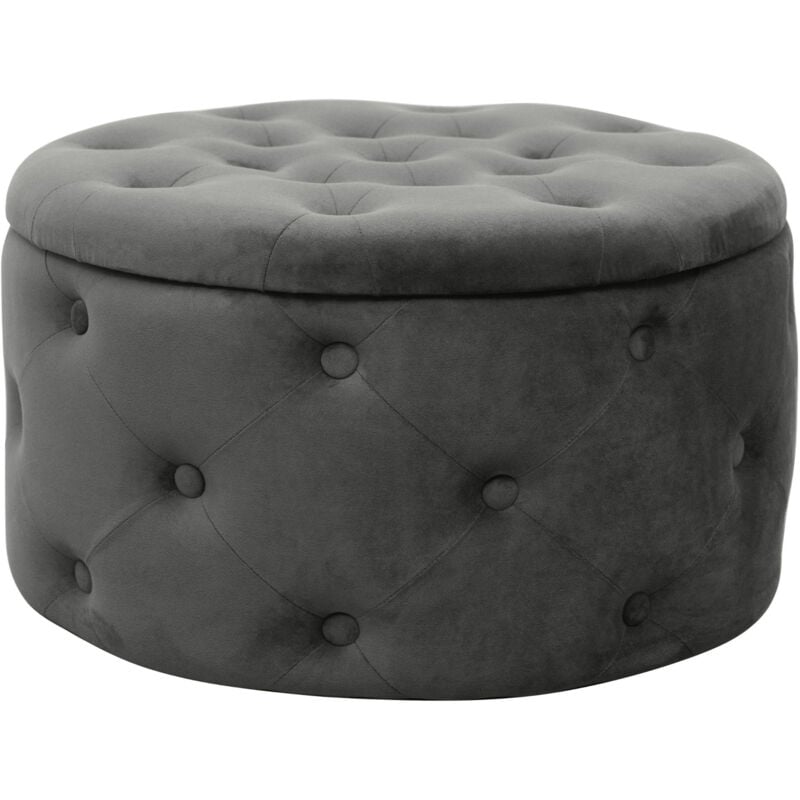 foto del prodotto pouf a scomparto rotonda in velluto trapuntato akord alia colore grigio