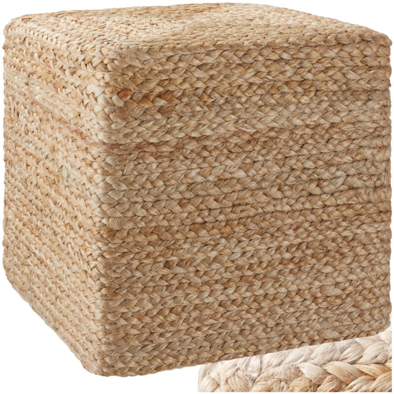 foto del prodotto pouf artigianale banno cube in juta,eckig,stile boho pouf, poggiapiedi, sgabello