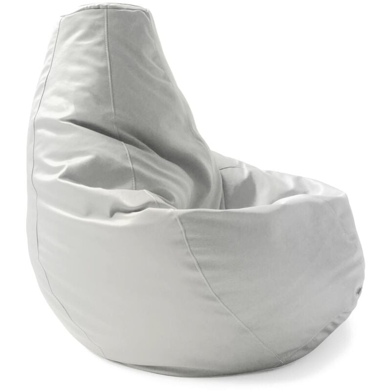foto del prodotto pouf asino, pouf a sacco, poltrona a sacco in ecopelle, 100 made in italy, 70x70h110 cm, bianco talamo italia