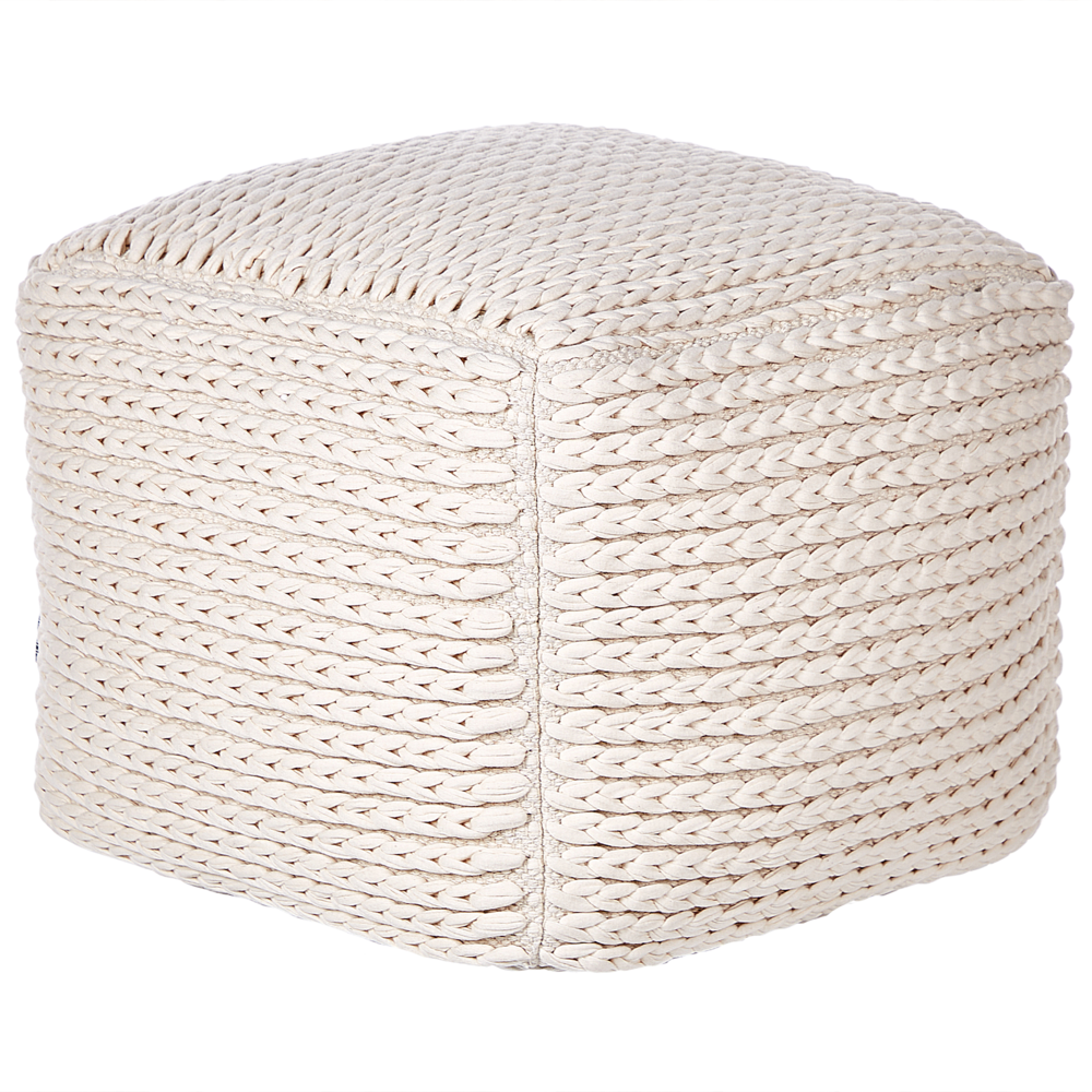 foto del prodotto pouf beige in cotone 50 x 50 x 35 cm con imbottitura in eps rivestimento tessuto spesso pouf boho