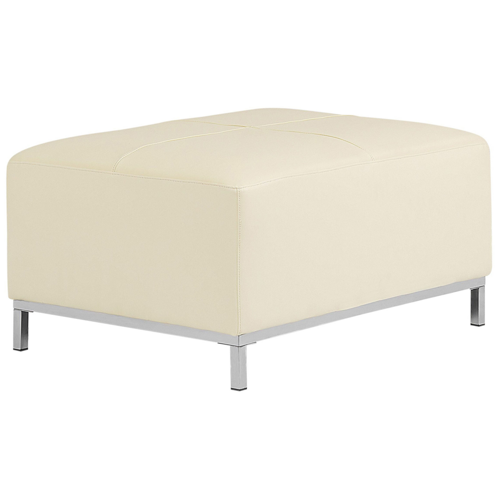 foto del prodotto pouf beige poggiapiedi imbottito in vera pelle rettangolare minimalista moderno