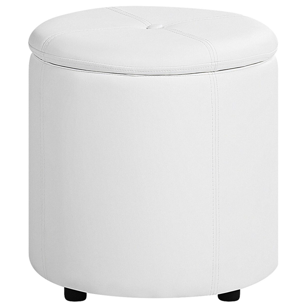 foto del prodotto pouf bianco ecopelle 40 x 38 cm con sgabello contenitivo glamour