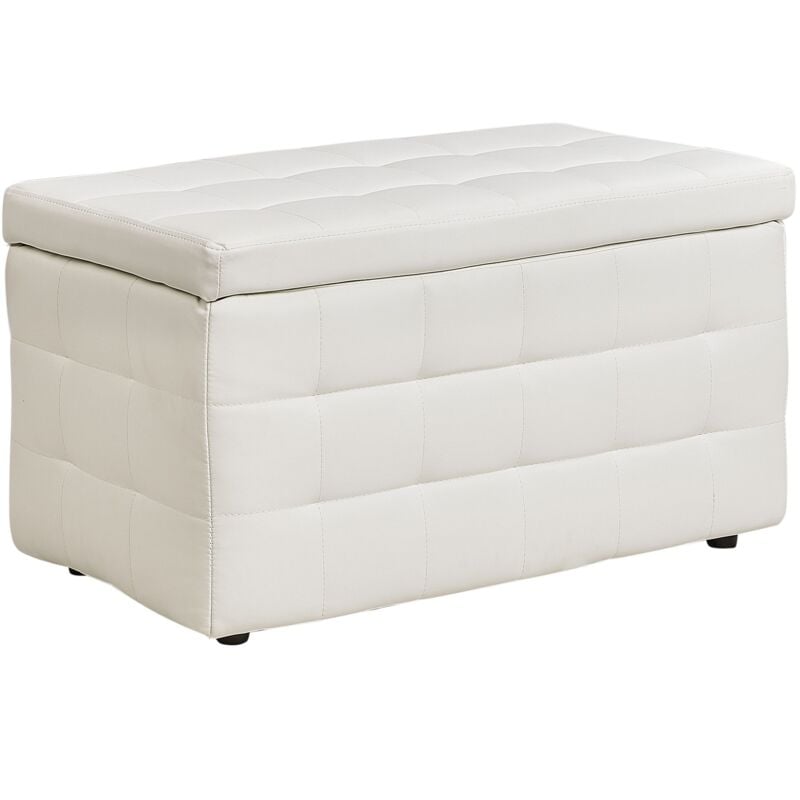 foto del prodotto pouf cassapanca imbottito in ecopelle bianca stile chesterfield michigan
