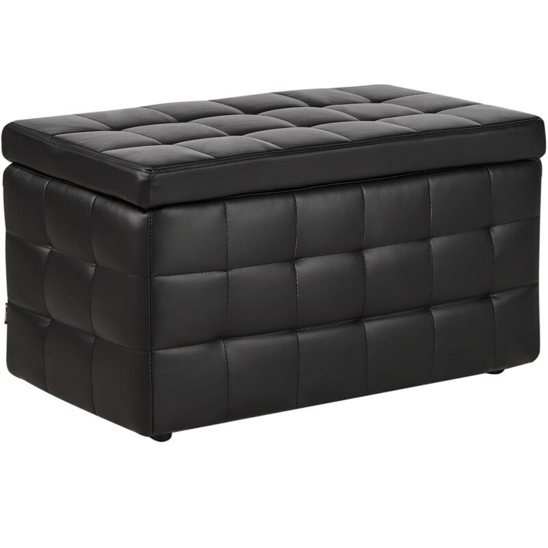 foto del prodotto pouf cassapanca imbottito in ecopelle nera stile chesterfield michigan