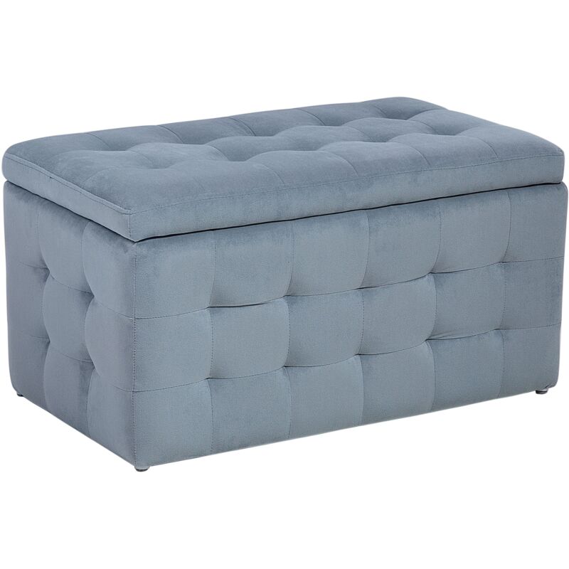 foto del prodotto pouf cassapanca imbottito in velluto grigio stile chesterfield michigan