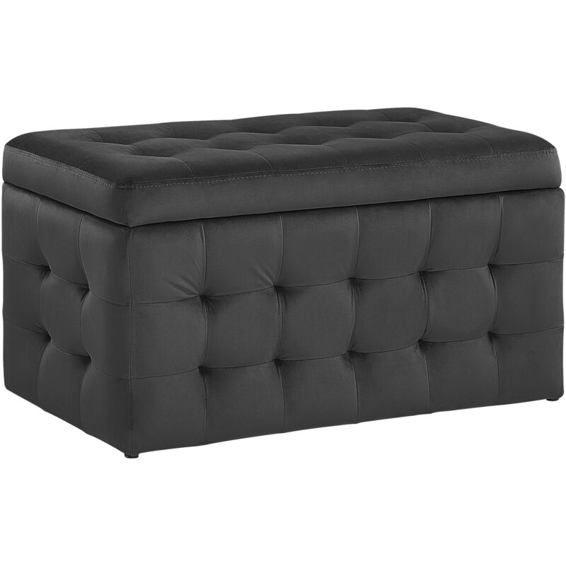 foto del prodotto pouf cassapanca imbottito in velluto nero stile chesterfield michigan