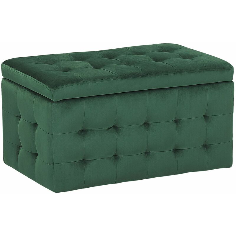 foto del prodotto pouf cassapanca imbottito in velluto verde scuro stile chesterfield michigan