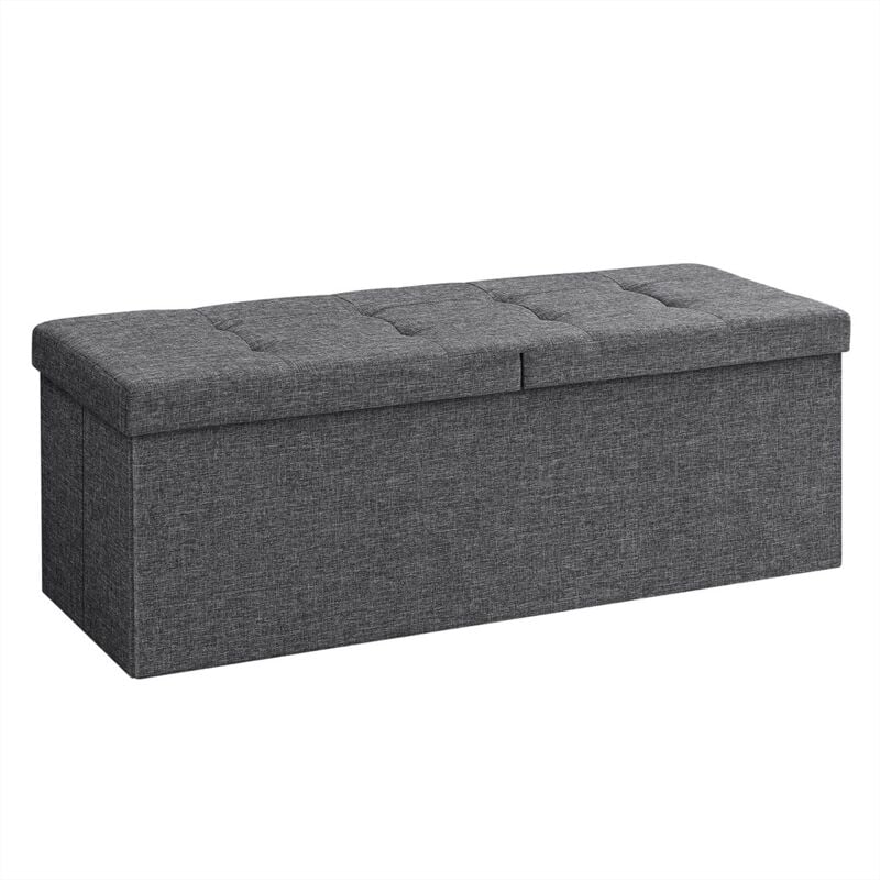 foto del prodotto pouf cassapanca pieghevole contenitore carico statico max. di 300 kg 110 x 38 x 38 cm, grigio scuro