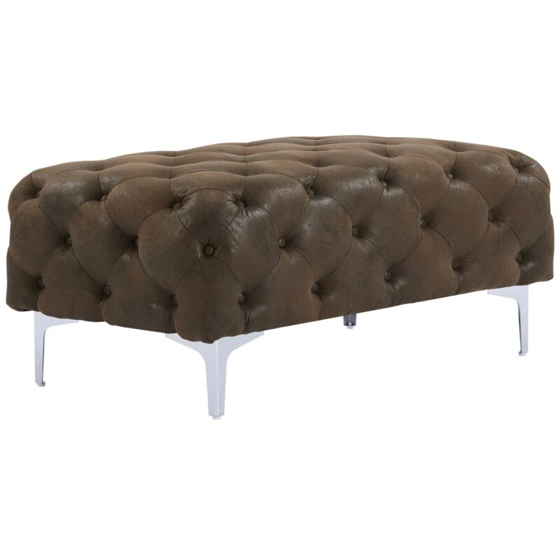 foto del prodotto pouf chesterfield in microfibra aspetto pelle invecchiata edwina