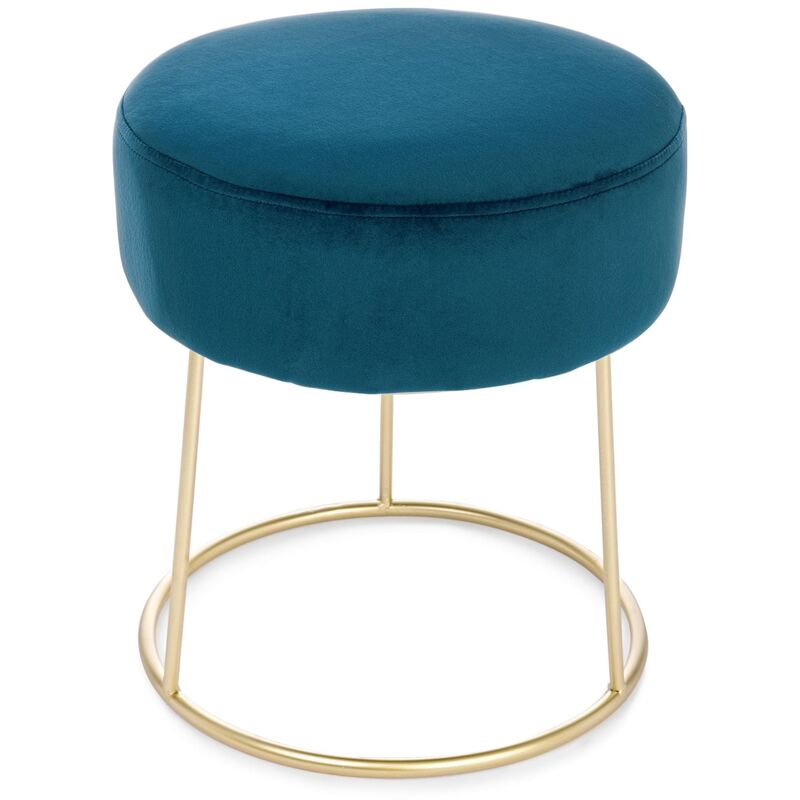 foto del prodotto pouf clarissa in velluto anticato h 40 cm arredamento per salotto moderno giallo inca