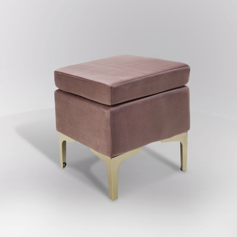 foto del prodotto pouf cm 38x38 h. 45 in tessuto effetto velluto rosa