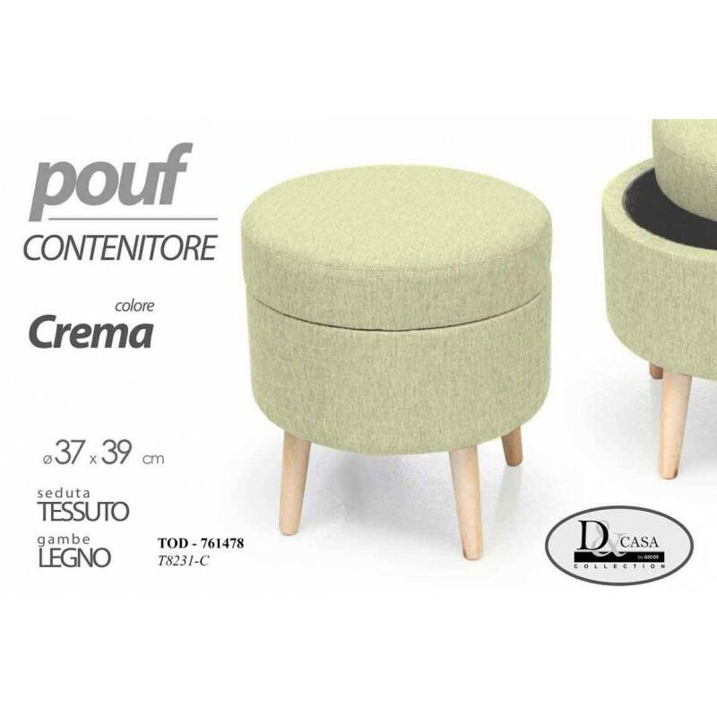 foto del prodotto pouf con contenitore crema tondo cm cm 37 x 39 h