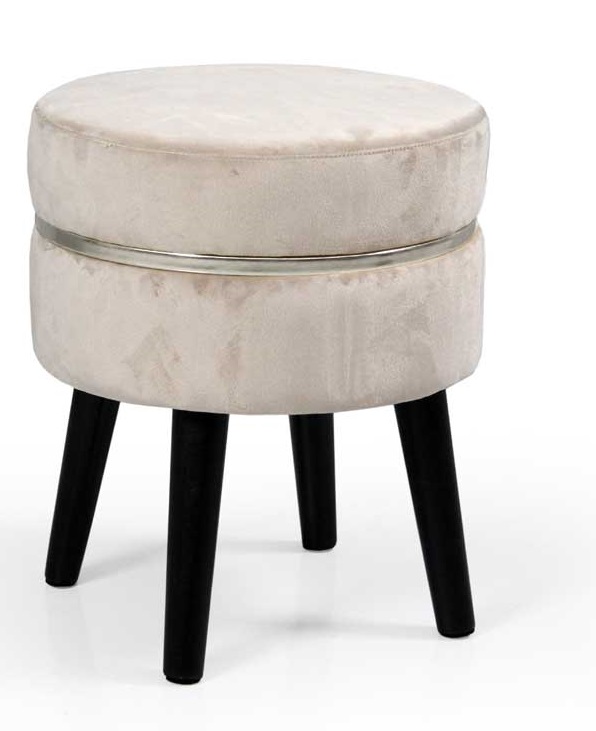 foto del prodotto pouf con seduta in velluto e gambe nere 35 x h40 cm colore grigio chiaro