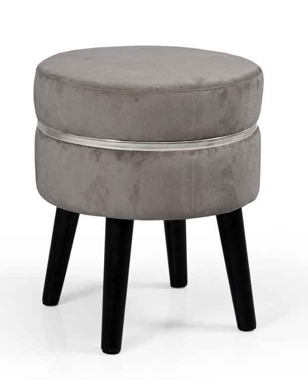 foto del prodotto pouf con seduta in velluto e gambe nere 35 x h40 cm colore grigio scuro