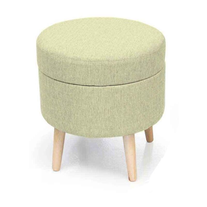 foto del prodotto pouf conenitore seduta in velluto e gambe in legno 37 x h40 cm colore crema