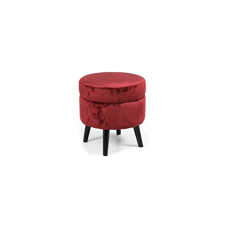 foto del prodotto pouf conenitore seduta in velluto e gambe nere 37 x h40 cm colore bordeaux