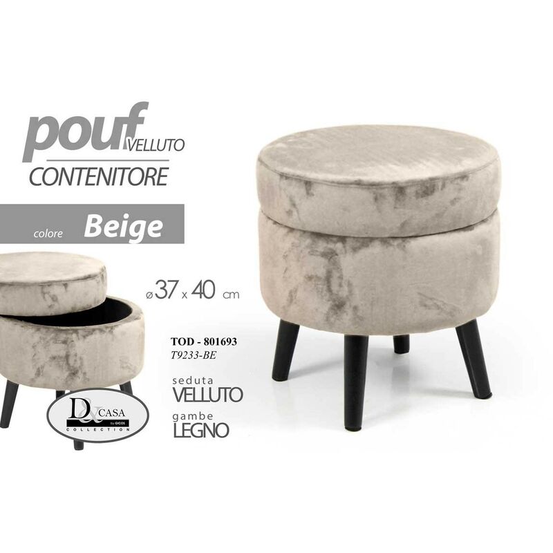 foto del prodotto pouf contenitore beige apribile cm 37 x 40 h