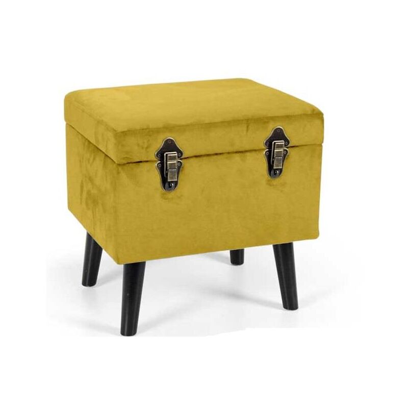 foto del prodotto pouf contenitore con imbottitura in velluto 40 x 33 x h 40 cm colore giallo
