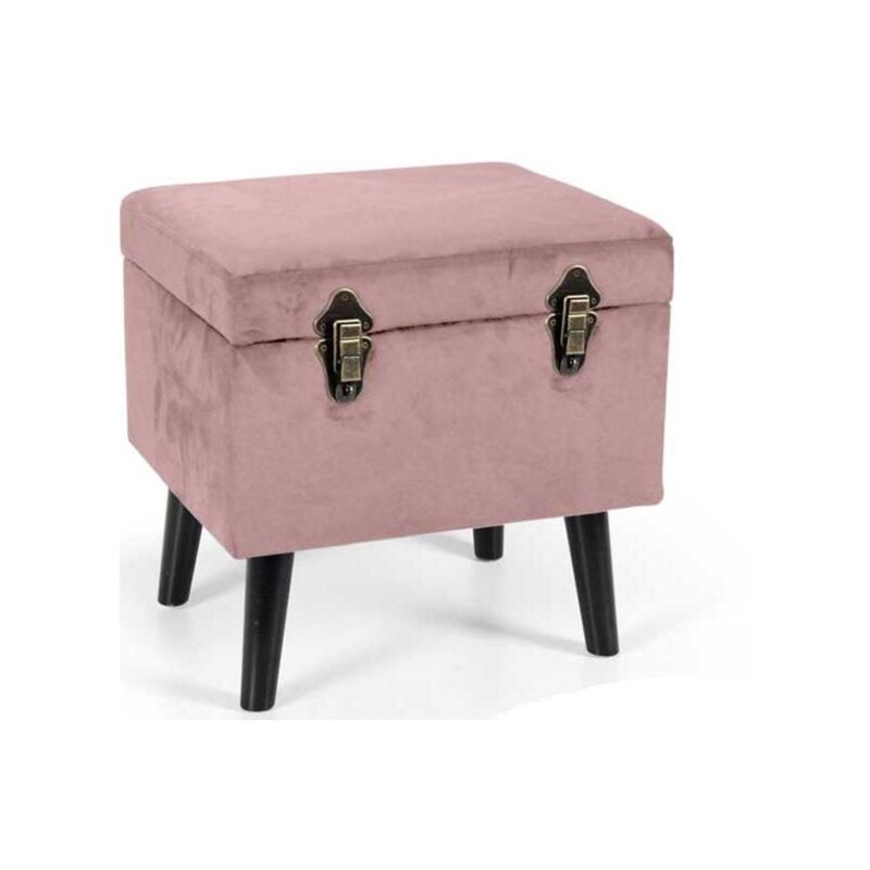 foto del prodotto pouf contenitore con imbottitura in velluto 40 x 33 x h 40 cm colore rosa
