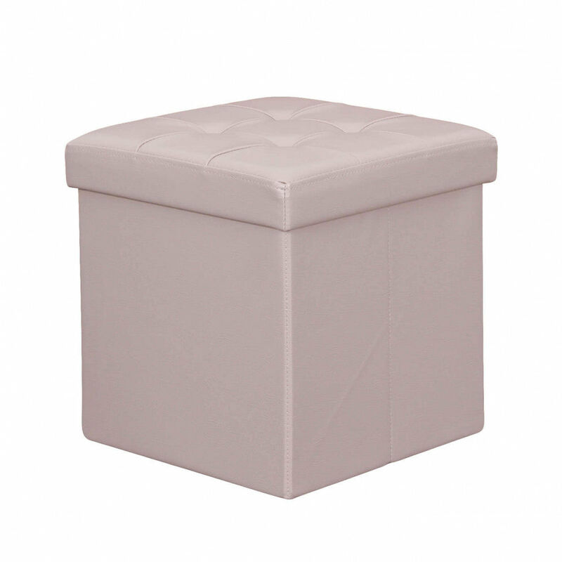 foto del prodotto pouf contenitore cubo baule quadrato 38x38 cm rivestito in ecopelle pink
