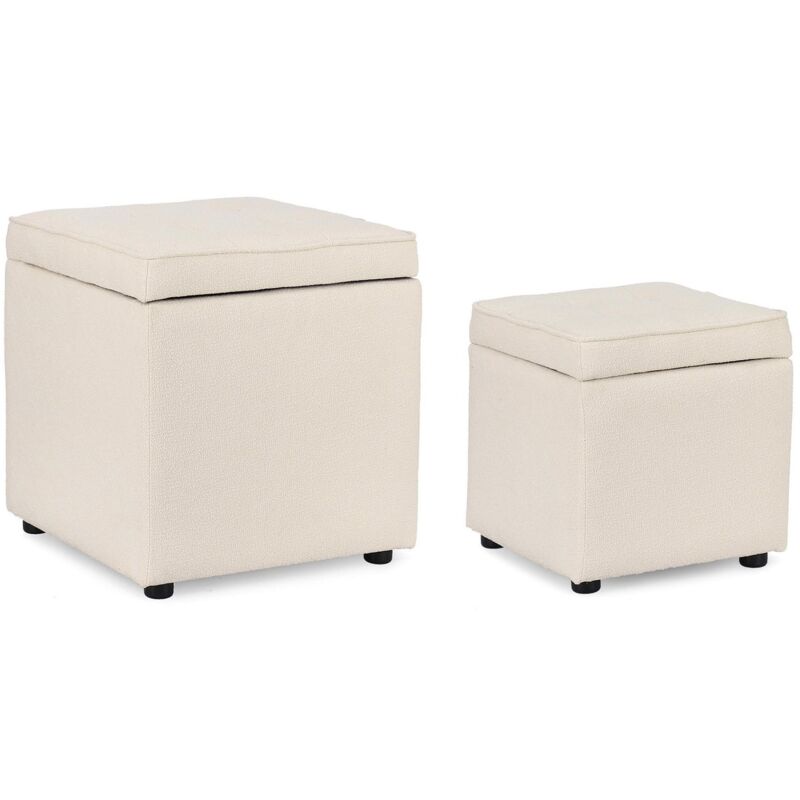 foto del prodotto pouf contenitore derrick struttura in legno di pino rivestimento in poliestere per interno blush set da 3