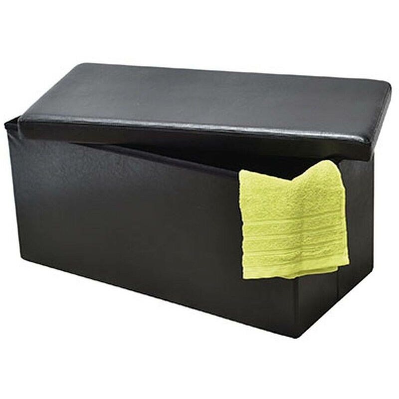 foto del prodotto pouf contenitore doppio pieghevole pu mdf uni nero tendance