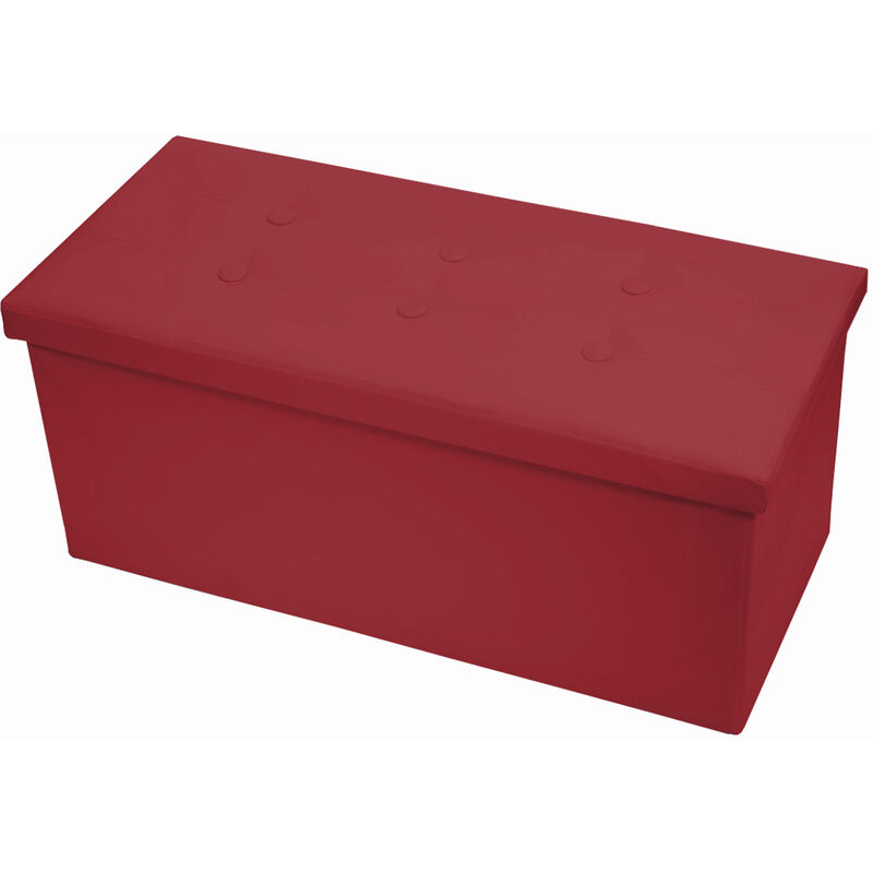 foto del prodotto pouf contenitore imbottito pieghevole in ecopelle modello double colore bordeaux