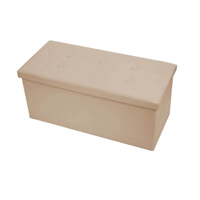 foto del prodotto pouf contenitore imbottito pieghevole in ecopelle modello double colore tortora