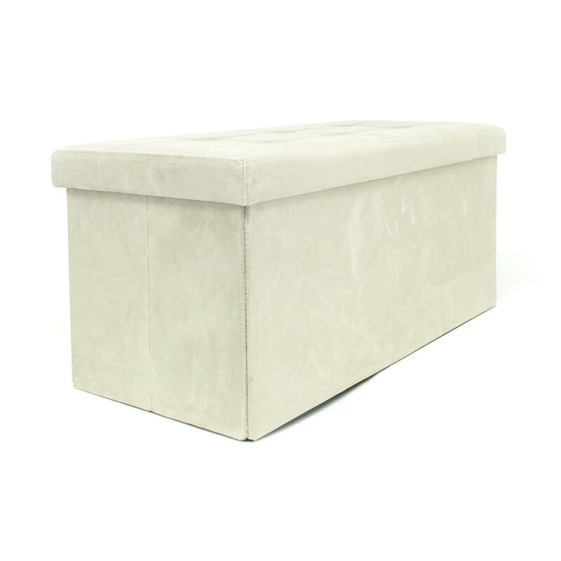 foto del prodotto pouf contenitore imbottito pieghevole modello double velvet colore crema