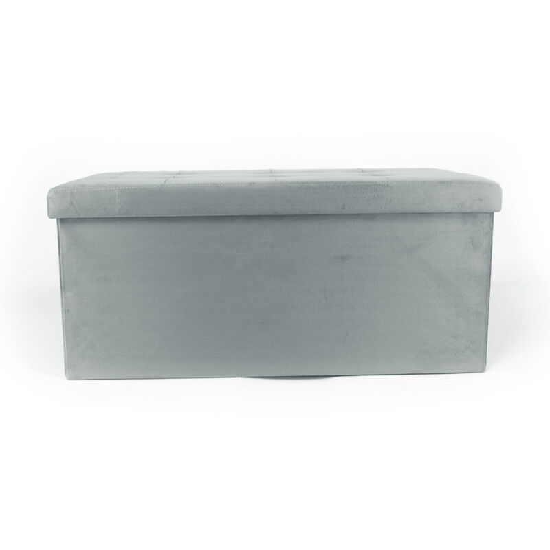 foto del prodotto pouf contenitore imbottito pieghevole modello double velvet colore grigio