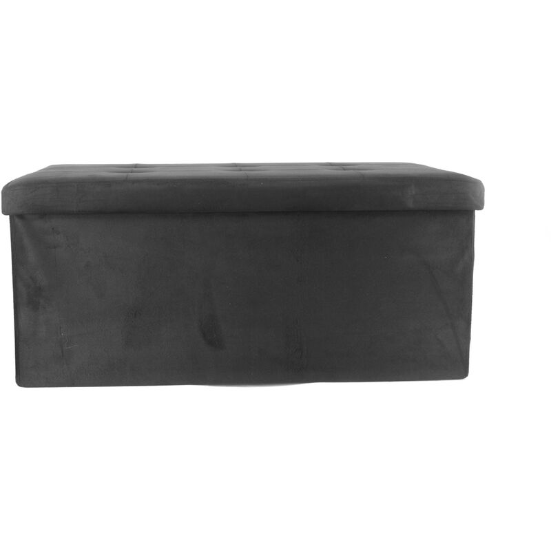 foto del prodotto pouf contenitore imbottito pieghevole modello double velvet colore nero