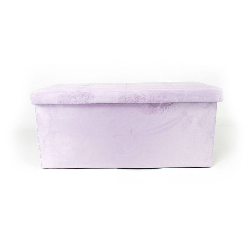 foto del prodotto pouf contenitore imbottito pieghevole modello double velvet rosa antico