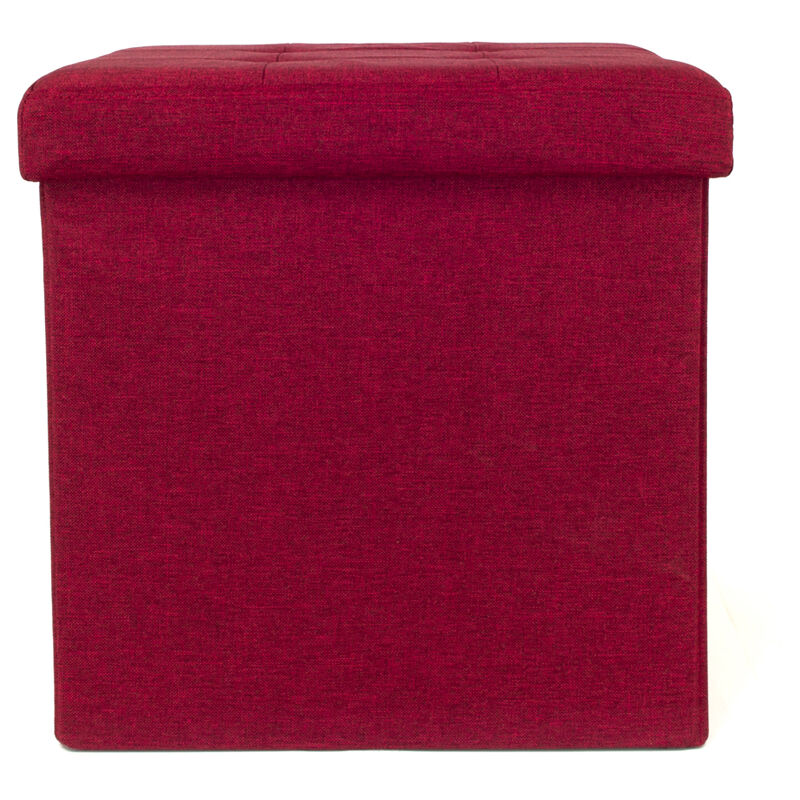 foto del prodotto pouf contenitore imbottito pieghevole modello liner colore bordeaux
