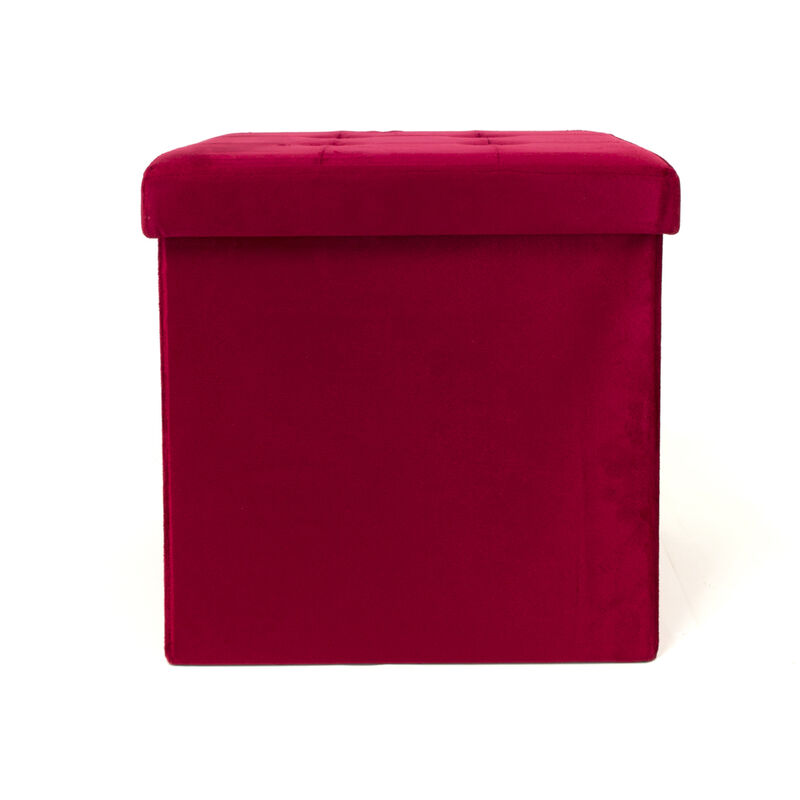 foto del prodotto pouf contenitore imbottito pieghevole modello velvet colore bordeaux