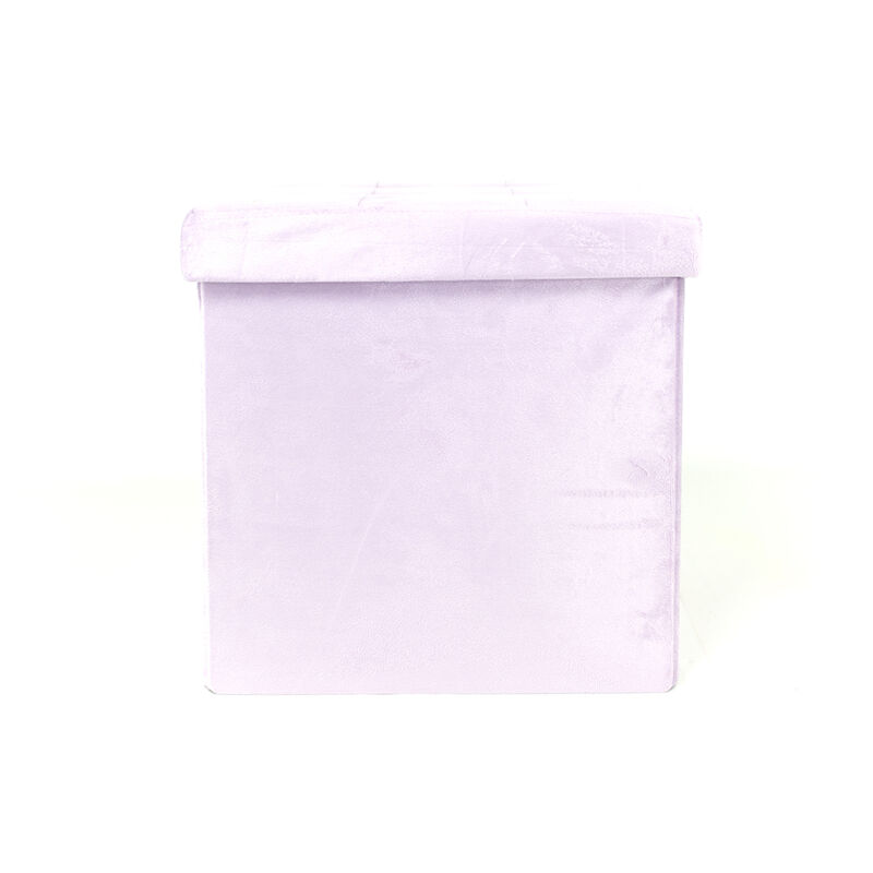 foto del prodotto pouf contenitore imbottito pieghevole modello velvet colore rosa antico