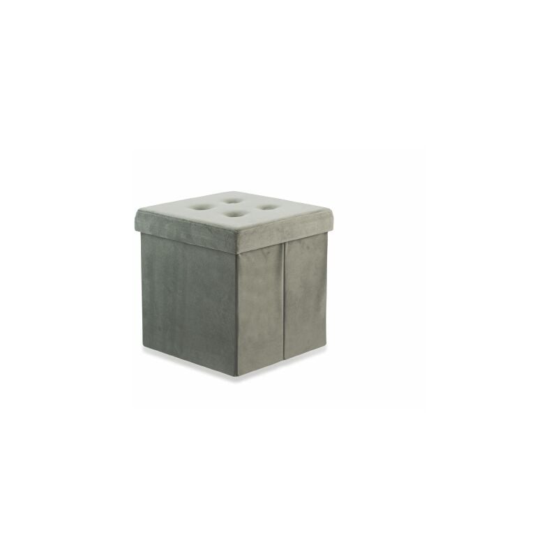 foto del prodotto pouf contenitore in velluto 38 x 37.5 x 37.5 cm grigio