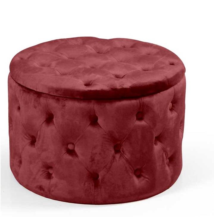 foto del prodotto pouf contenitore in velluto trapuntato 60 x 60 x h42 cm colore bordeaux