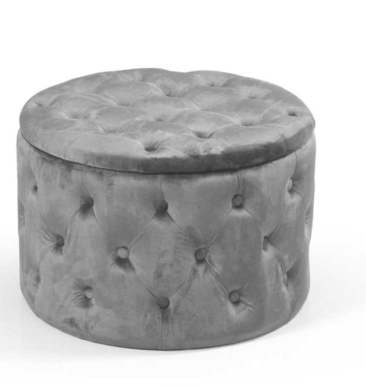 foto del prodotto pouf contenitore in velluto trapuntato 60 x 60 x h42 cm colore grigio