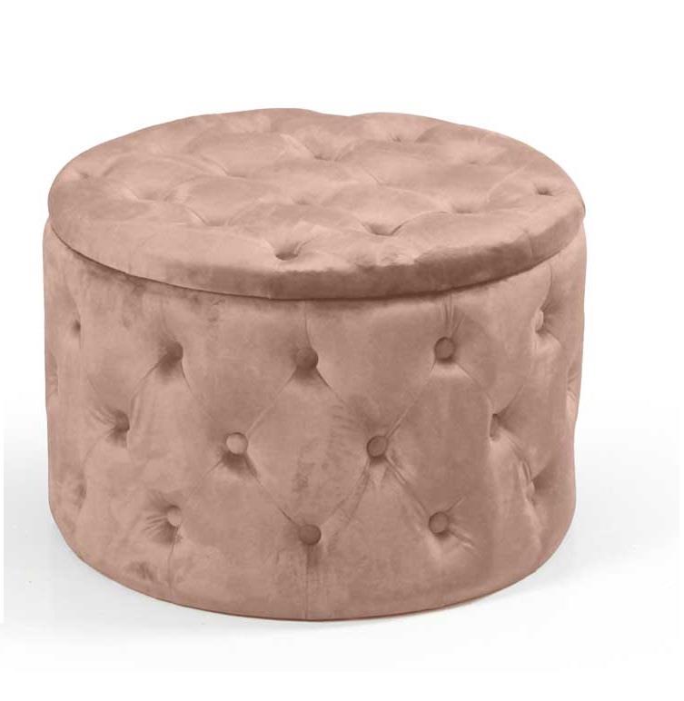 foto del prodotto pouf contenitore in velluto trapuntato 60 x 60 x h42 cm colore rosa