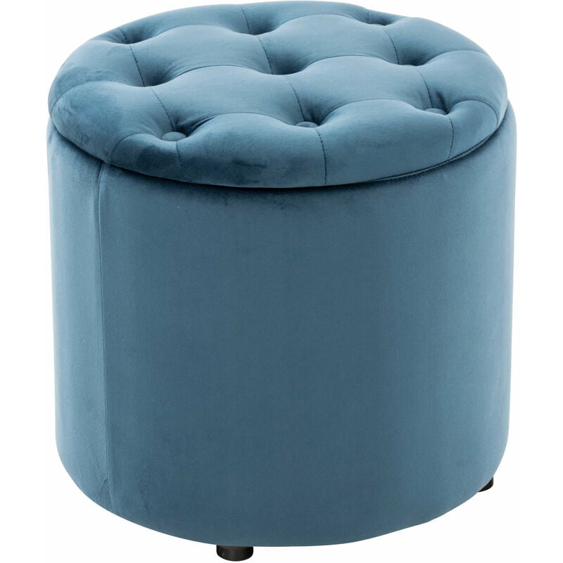 foto del prodotto pouf contenitore pantin in velluto blu