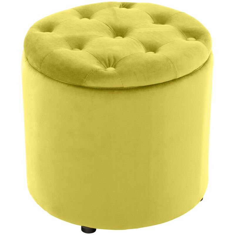 foto del prodotto pouf contenitore pantin in velluto giallo