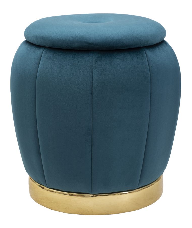 foto del prodotto pouf contenitore paris oro 43x43 cm in legno e poliestere ottanio