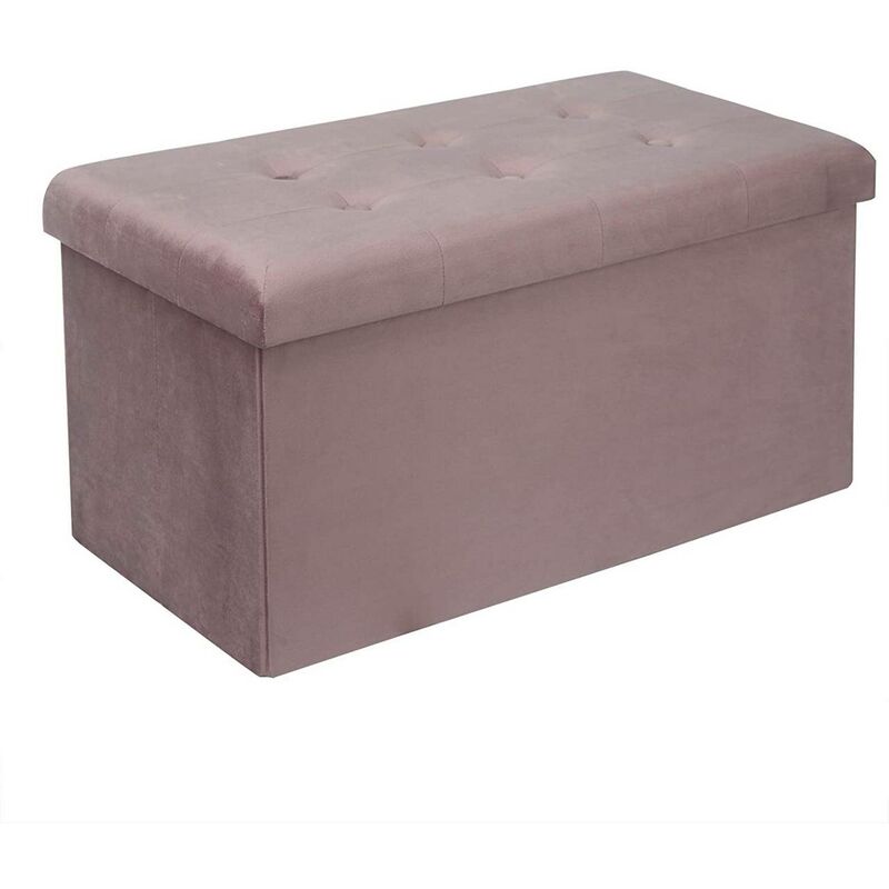 foto del prodotto pouf contenitore pieghevole cassapanca scarpiera ingresso poggiapiedi 76cm rosa woltu