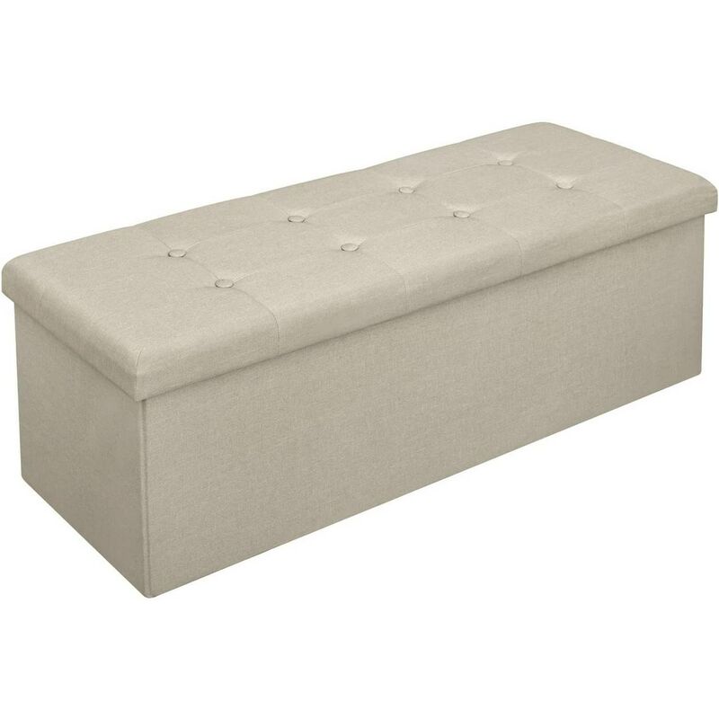 foto del prodotto pouf contenitore pieghevole cassapanca scarpiera poggiapiedi 110 cm beige woltu