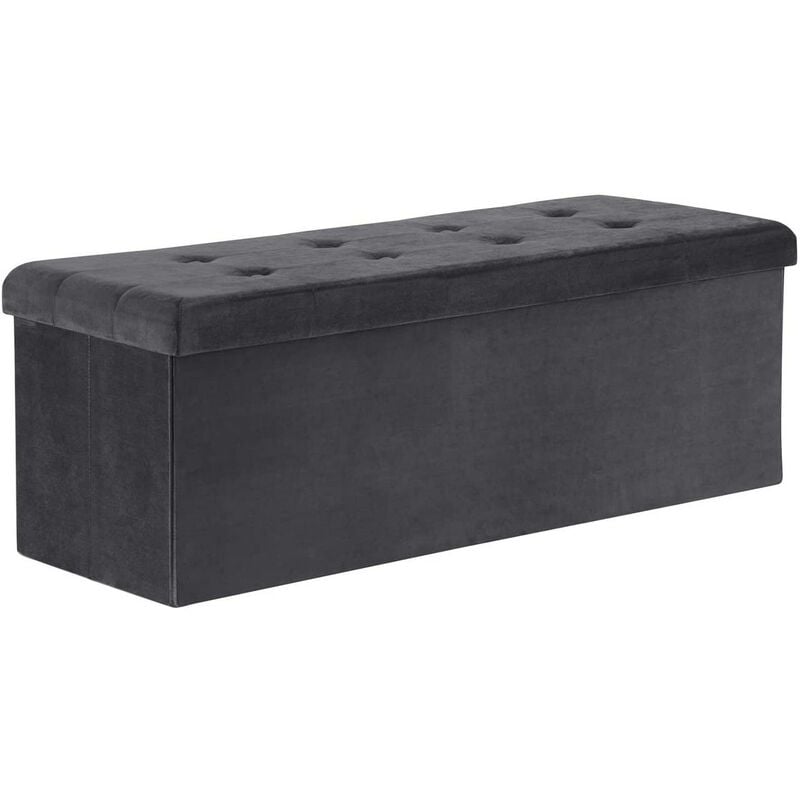 foto del prodotto pouf contenitore pieghevole cassapanca scarpiera poggiapiedi 110 cm grigio woltu