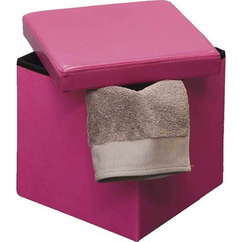 foto del prodotto pouf contenitore pieghevole pu mdf uni fucsia tendance