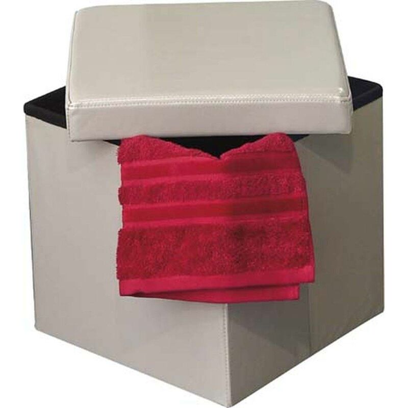 foto del prodotto pouf contenitore pieghevole pu mdf uni taupe tendance