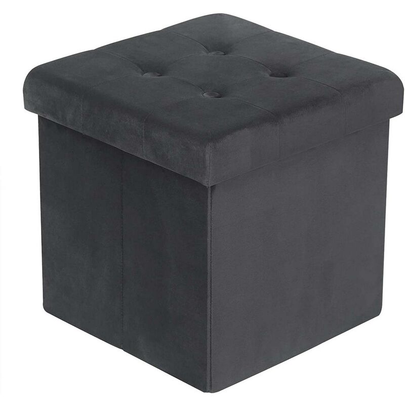 foto del prodotto pouf contenitore poggiapiedi sedia a cubo cassapanca sgabello pieghevole grigio woltu